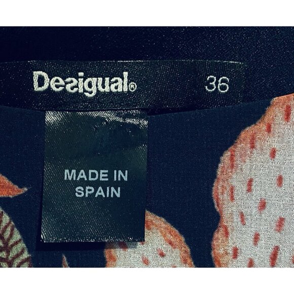 Desigual Olivia Dress Womens 6 Floral Long Open Flowy Sleeves Feminine Romantic - Picture 8 of 9